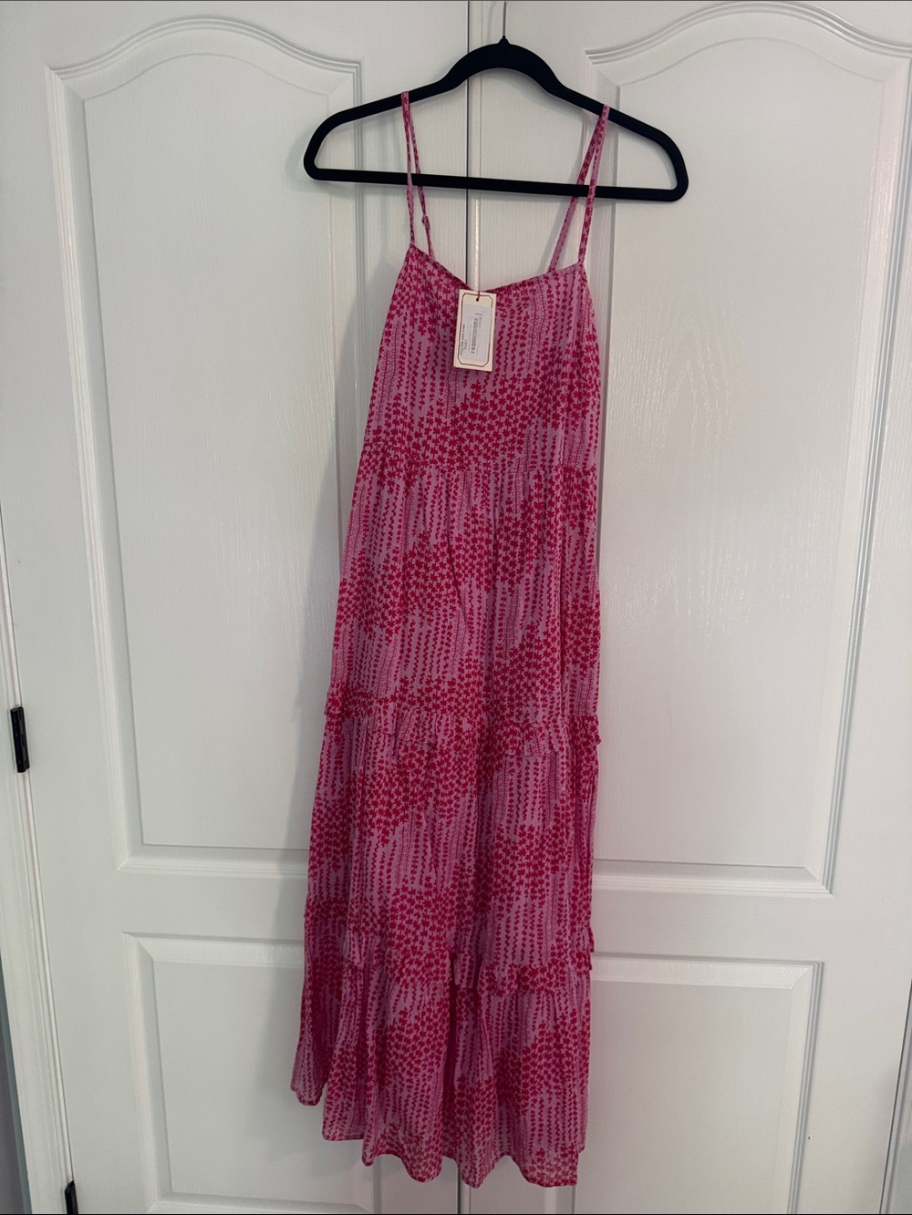 Banjanan XS Pink Floral Tiered Maxi Dress NWT